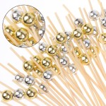 COCKTAIL PICK 12CM GOLD AND SILVER BALLS Pack of 100 