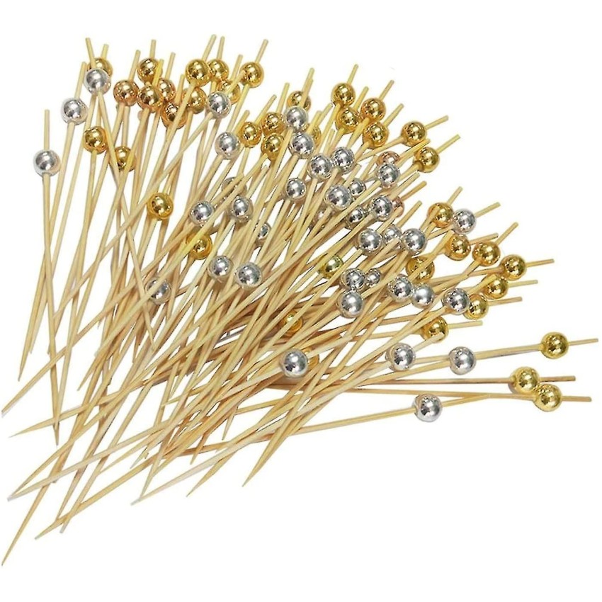 COCKTAIL PICK 12CM GOLD AND SILVER BALLS Pack of 100 