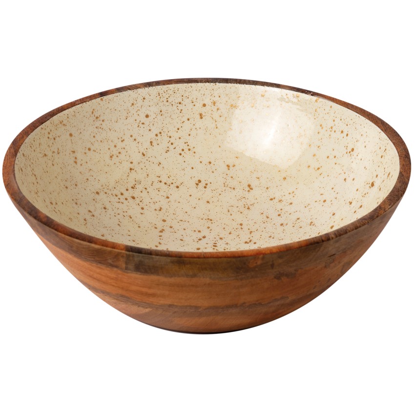 ΜΠΩΛ ΞΥΛΙΝΟ Ø 30Χ10CM ΛΕΥΚΟ GOLD SPOTS 