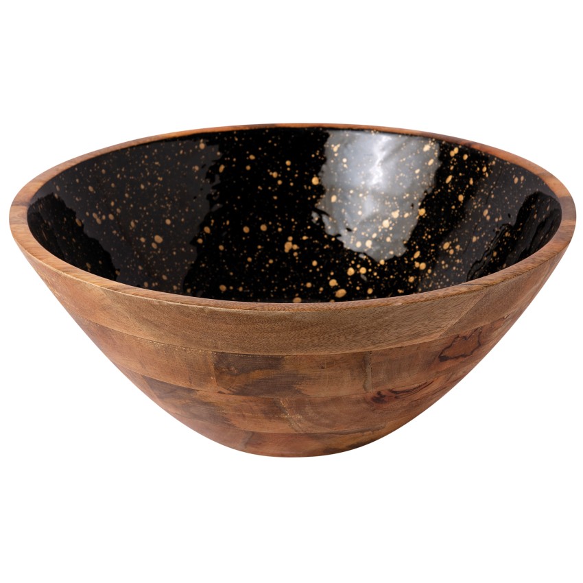 ΜΠΩΛ ΞΥΛΙΝΟ Ø 35Χ16CM ΜΑΥΡΟ GOLD SPOTS 