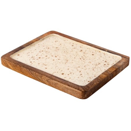 ΞΥΛΙΝΗ ΠΙΑΤΕΛΑ 20Χ6CM ΛΕΥΚΗ GOLD SPOTS 