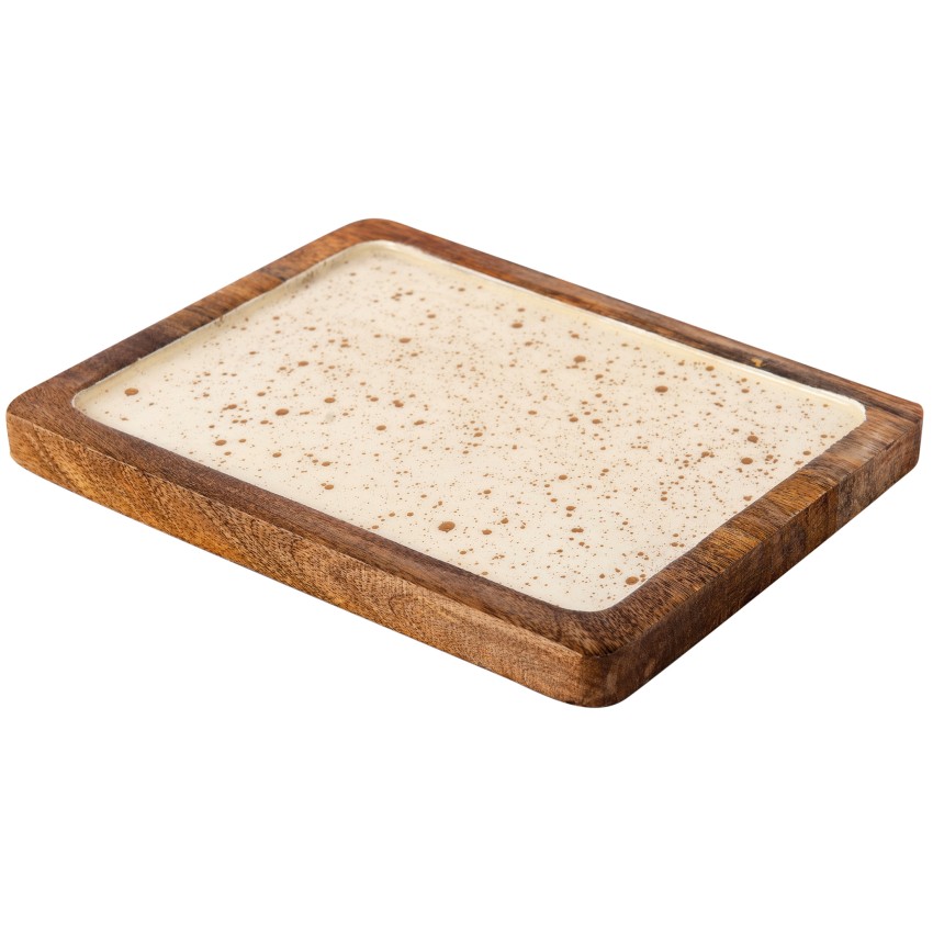 ΞΥΛΙΝΗ ΠΙΑΤΕΛΑ 20Χ6CM ΛΕΥΚΗ GOLD SPOTS 