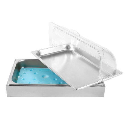 ΨΥΧΟΜΕΝΗ ΒΙΤΡΙΝΑ GN 1/1  ME INOX ΒΑΣΗ ΚΑΙ ΠΑΓΟΚΥΣΤΕΣ 