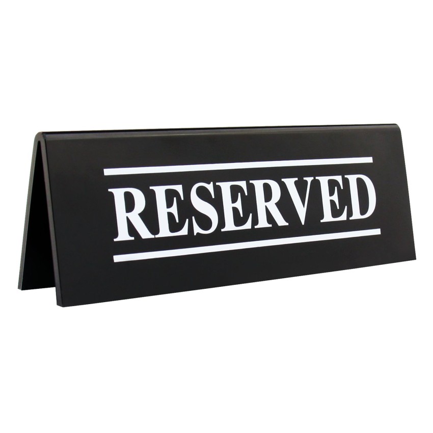ΣΗΜΑ RESERVED ΜΑΥΡΟ 15 CM ΑΚΡΥΛΙΚΟ 