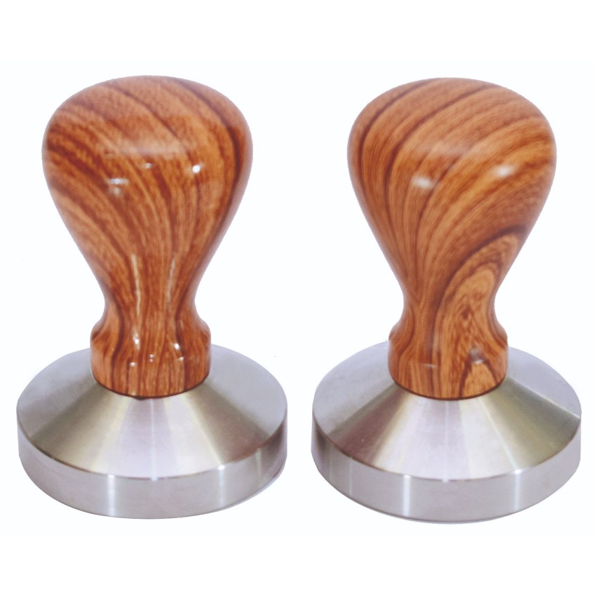 TAMPER ΙΝΟΧ 18/10 Ø 5.3CM x 7,8CM ΜΕ ΞΥΛΙΝΟ ΧΕΡΟΥΛΙ  