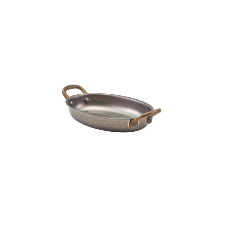 ΠΙΑΤΕΛΑ ΟΒΑΛ INOX VINTAGE MAT 19x13.5x3.25 CM ΜΕ ΜΠΡΟΥΤΖΙΝΑ ΧΕΡΟΥΛΙΑ 