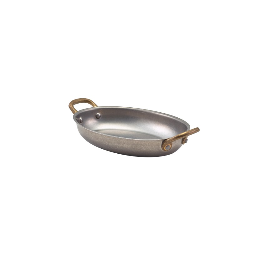 ΠΙΑΤΕΛΑ ΟΒΑΛ INOX VINTAGE MAT 21x16x3.5 CM CM ΜΕ ΜΠΡΟΥΤΖΙΝΑ ΧΕΡΟΥΛΙΑ 