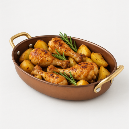 ΠΙΑΤΕΛΑ ΟΒΑΛ INOX COPPER MAT 19x13.5x3.25 CM ΜΕ ΜΠΡΟΥΤΖΙΝΑ ΧΕΡΟΥΛΙΑ 