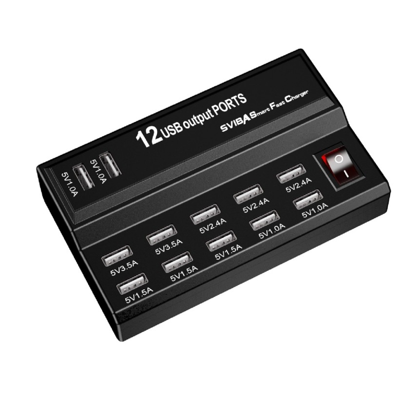 ΦΟΡΤΙΣΤΗΣ 12 ΘΕΣΕΩΝ FAST CHARGER USB