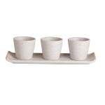 Πιατέλα Ορθογώνια 26 cm White Dune Με 3 Θέσεις Για Μπωλάκια Με Εσωτερική Διάμετρο 5 cm