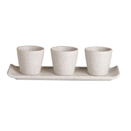Πιατέλα Ορθογώνια 26 cm White Dune Με 3 Θέσεις Για Μπωλάκια Με Εσωτερική Διάμετρο 5 cm